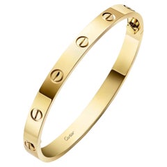 Bracciale Cartier Love, modello classico con due viti funzionali, bracciale rigido in oro giallo 18 carati