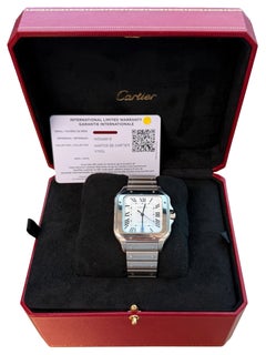 Cartier Santos De Cartier Large Model Silvered Opaline Dial Watch WSSA0018