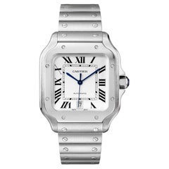 Cartier Santos De Cartier Large Model Silvered Opaline Dial Watch WSSA0018