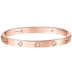 Cartier Love Bracelet 0.42ct 4 Brilliant-Cut Diamonds Classic Model Rose Gold