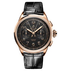 Breitling Duograph Premier B15 Duograph Black Dial Rose Gold Mens Watch RB1510