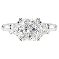 GIA Certified 7.97 CTW Radiant Cut Diamond Three-Stone Platinum Engagement Ring
