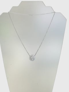 2.97 CT Natural Diamond Double Halo Pendant Necklace in 14K White Gold H Si2