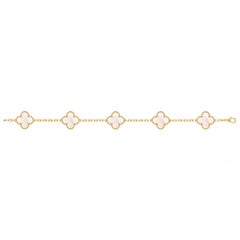 Van Cleef & Arpels Vintage Alhambra Mother-of-Pearl 5 Motifs Gold Bracelet