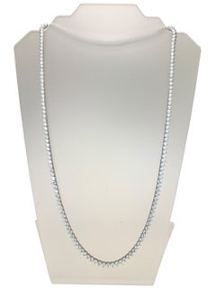 37.50 Carat Round Diamond Tennis Necklace 14K White Gold 28 Inches G VS2–SI1