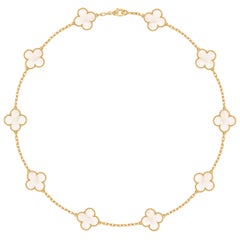 Van Cleef & Arpels Vintage Alhambra 10 Motifs Mother of Pearl Gold Necklace
