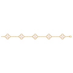 Van Cleef & Arpels Vintage Alhambra Bracelet 5 Motifs Mother Of Pearl 18K Gold