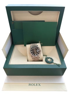 Rolex President Day-Date Rose Gold Brown Diamond Dial Mens Watch 128235 Box 2021