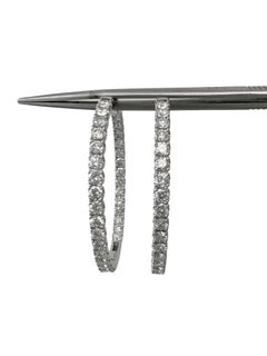 4.60 Carats Inside-Out Round Diamond Hoop Earrings 14K White Gold G/VS1 Clarity