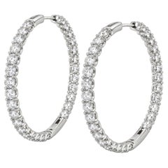 4.60 Carats Inside-Out Round Diamond Hoop Earrings 14K White Gold G/VS1 Clarity
