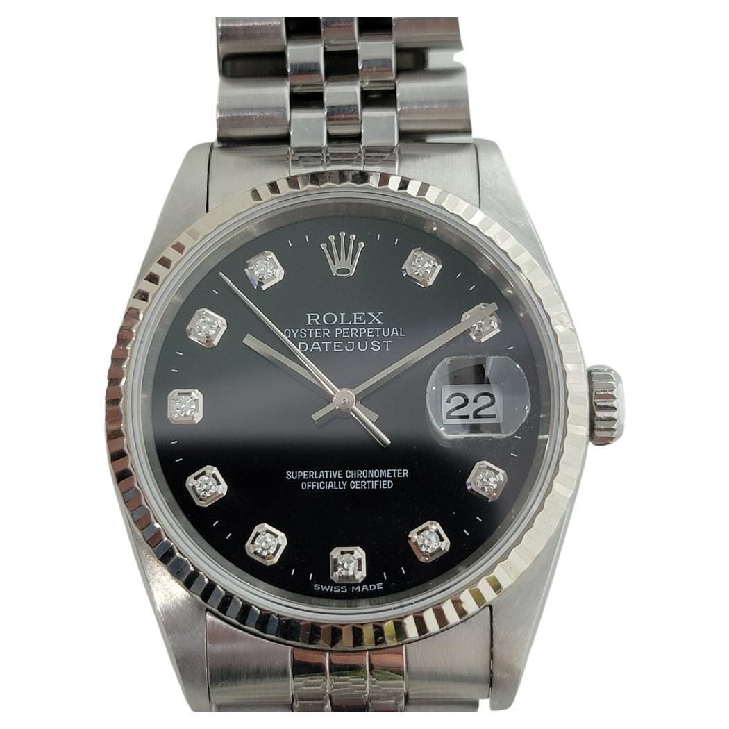 Mens Rolex Oyster Datejust 16234 18k SS Automatic Diamond Dial 2000s RJC111