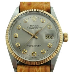 Rolex 16013 Datejust 36mm 18k SS Mens Diamond Dial Automatic 1980s Vintage RA556