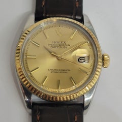 Rolex Oyster 1601 Datejust 36mm 18k Gold SS 1960s Mens Vintage Automatic RA800