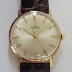 Omega 18k Solid Gold 33mm Mens 1960s Swiss Vintage Automatic Dress Watch RA819