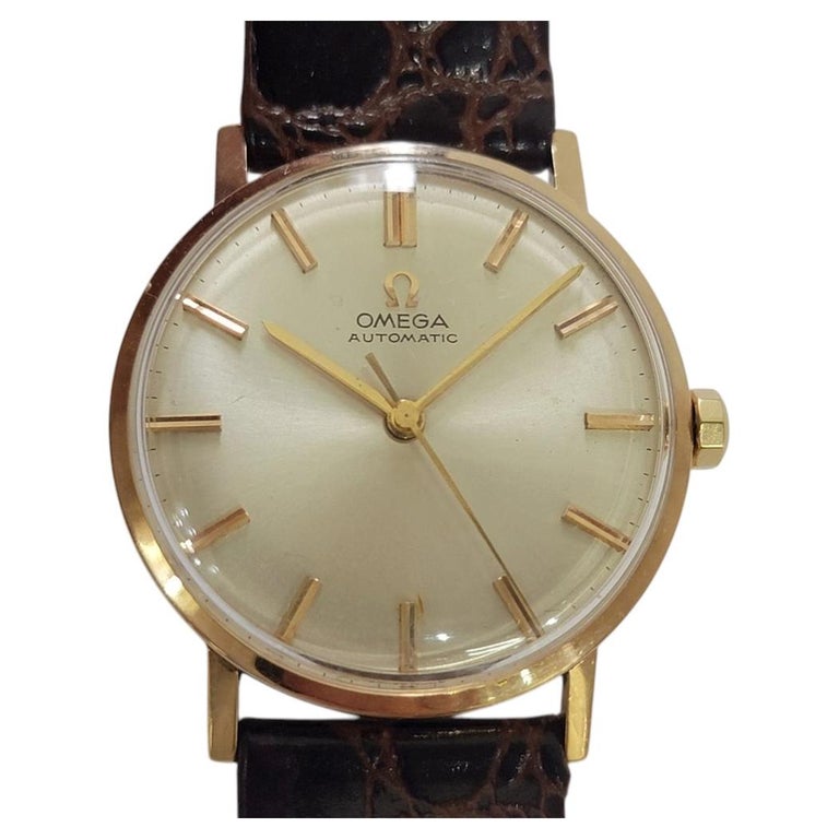 gold omega dress watch 18k Solid 33mm Mens 1960s Swiss Vintage Automatic RA819 For Sale at 1stDibs vintage omega 18k gold watch