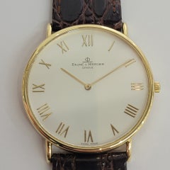 Baume Mercier 18k Solid Gold 1990s Mens 33mm Ultra Slim Quartz Dress Watch RA826