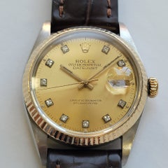Rolex 16014 Datejust 36mm 18k Gold SS 1980s Mens Diamond Dial Automatic RA812