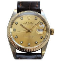 Rolex 16014 Datejust 36mm 18k Gold SS 1980s Mens Diamond Dial Automatic RA812