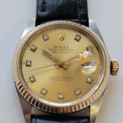 Rolex Datejust Ref 16014 36mm 18k SS 1980s Mens Diamond Dial Automatic RA812B