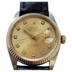 Rolex Datejust Ref 16014 36mm 18k SS 1980s Mens Diamond Dial Automatic RA812B