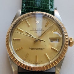 Rolex Oyster Perpetual Date 15053 Mens 1980s 18k Gold SS 34mm Automatic RA814