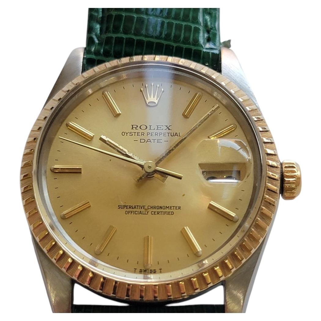 Rolex Oyster Perpetual Date 15053 Mens 1980s 18k Gold SS 34mm Automatic RA814