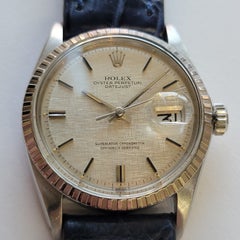Rolex Oyster Perpetual 1603 Datejust 1970s Mens 36mm Linen Dial Automatic RA804B