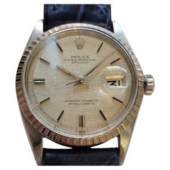Rolex Oyster Perpetual 1603 Datejust 1970s Mens 36mm Linen Dial Automatic RA804B