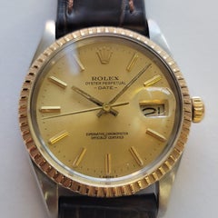 Rolex Oyster Perpetual Date Ref 15053 Mens 18k SS 1980s 34mm Automatic RA814B
