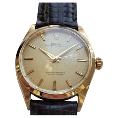 Rolex Oyster Perpetual Ref 1002 Solid 14k Gold Mens 1960s 34mm Automatic RA796B