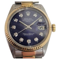 Rolex Oyster Perpetual Date 1500 Mens 1960s 34mm 14k SS Diamond Automatic RA742S