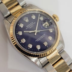 Rolex Oyster Perpetual Date 1500 Mens 1960s 34mm 14k SS Diamond Automatic RA742S