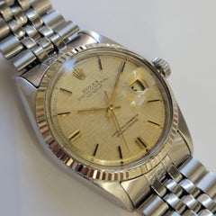Rolex Oyster 1601 Datejust 36mm 18k SS Linen Dial 1960s Mens Automatic RA767S