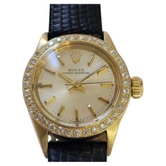 Rolex Ref 6719 Oyster Perpetual 14k Gold Diamond 1970s Ladies Automatic RA806
