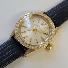 Rolex Ref 6719 Oyster Perpetual 14k Gold Diamond 1970s Ladies Automatic RA806