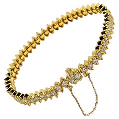 18kt Gold Round Brilliant Diamond Tennis Bracelet, 7 Inch, 4.05cttw, 24 Grams