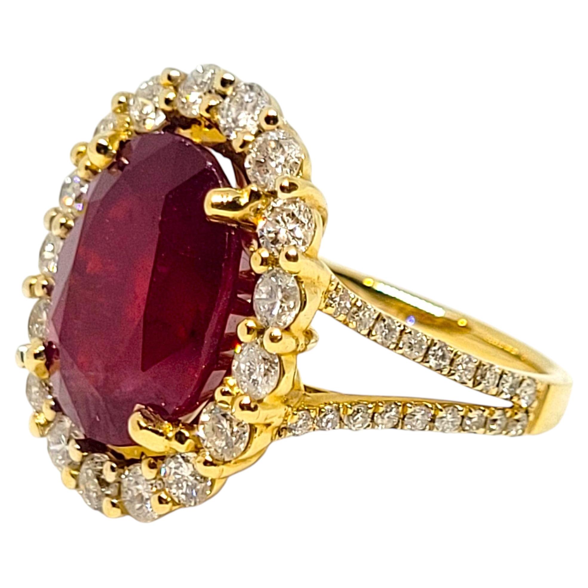 14kt Gelbgold 10,90ct natürlichen Rubin 1,67cttw Diamant-Ring, Schätzung, 8,2 Gr