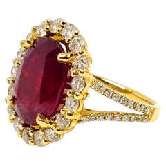 14kt Yellow Gold 10.90ct Natural Ruby 1.67cttw Diamond Ring, Appraisal, 8.2 Gr