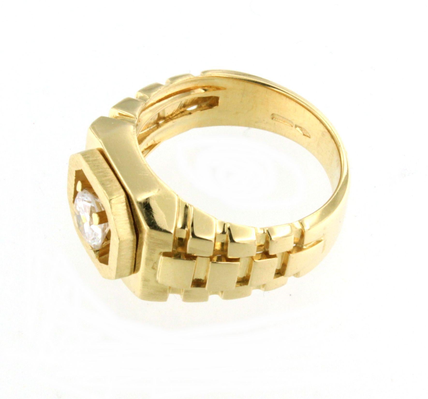 Bague en or jaune 18Kt Fashion Elegant Cocktail Timeless Special Ring Unisexe en vente