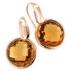 9Kt  Rose Gold Natural Stone Quartz Citrine Cocktail  Modern Fashion Earrings