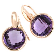 9Kt  Rose Gold Natural  Stone Quartz Amethyst Cocktail  Modern Fashion Earrings