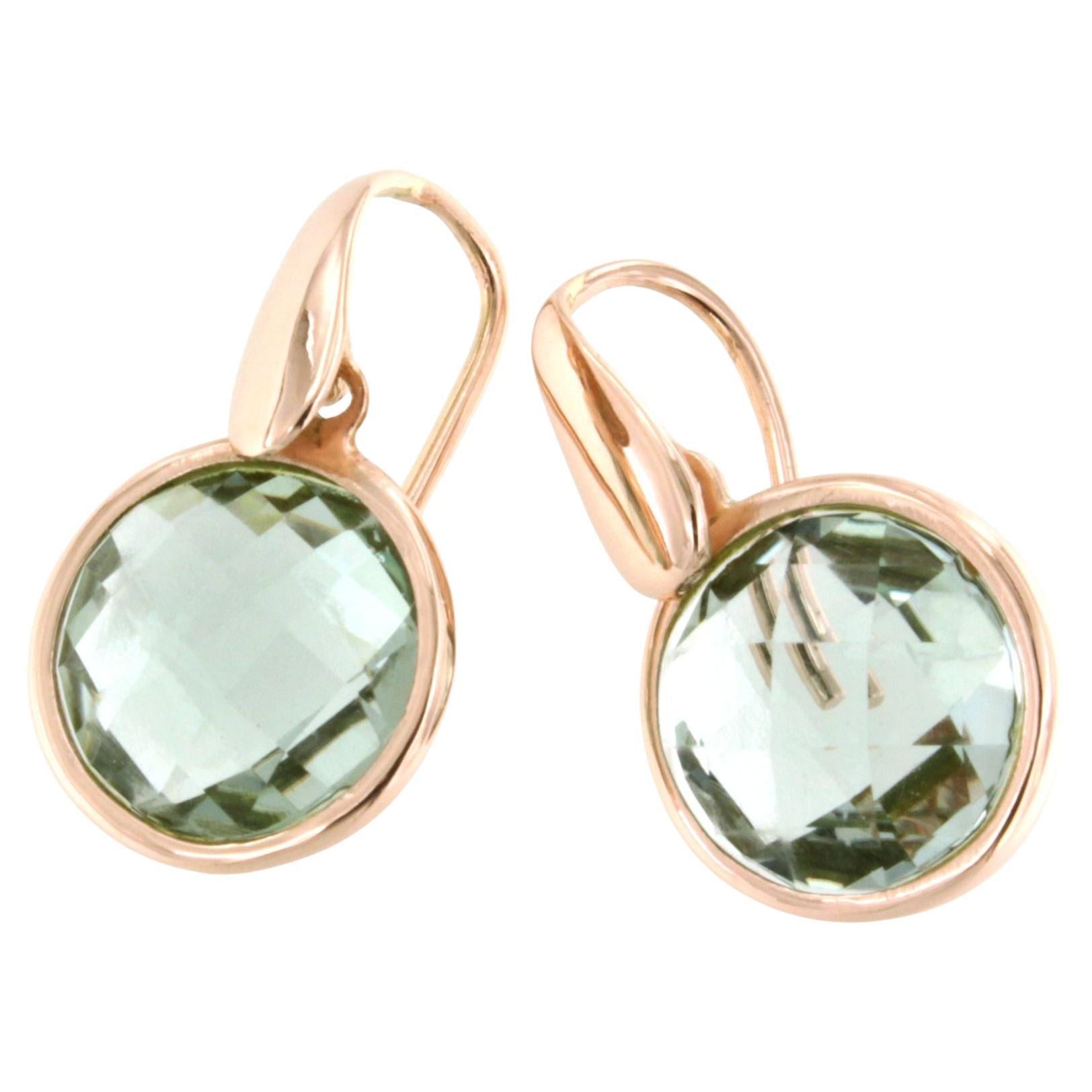 9Kt  Or Rose Naturel  A Stone Quartz  Cocktail d'améthyste verte  Boucles d'oreilles mode