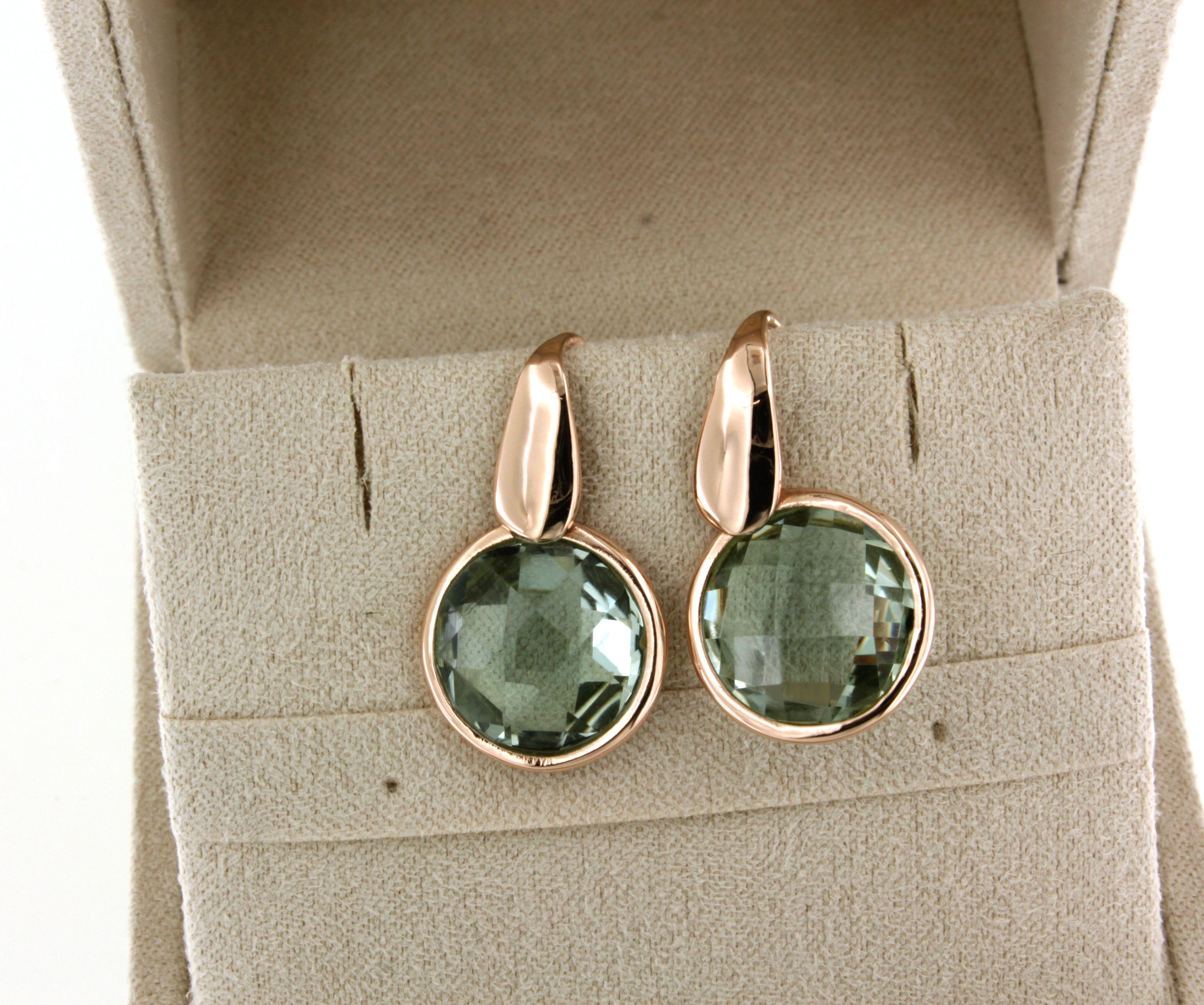 9Kt  Oro rosa Nature  A. Stone Quarzo  Cocktail di ametista verde  Orecchini di moda In condizioni Nuovo in vendita a GALLARATE, IT