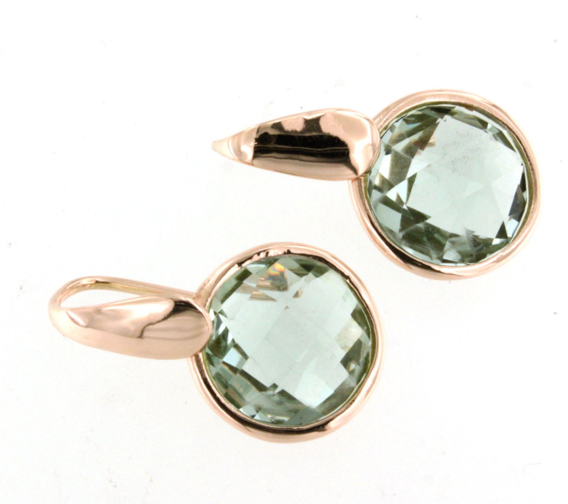 da uomo o donna 9Kt  Oro rosa Nature  A. Stone Quarzo  Cocktail di ametista verde  Orecchini di moda in vendita