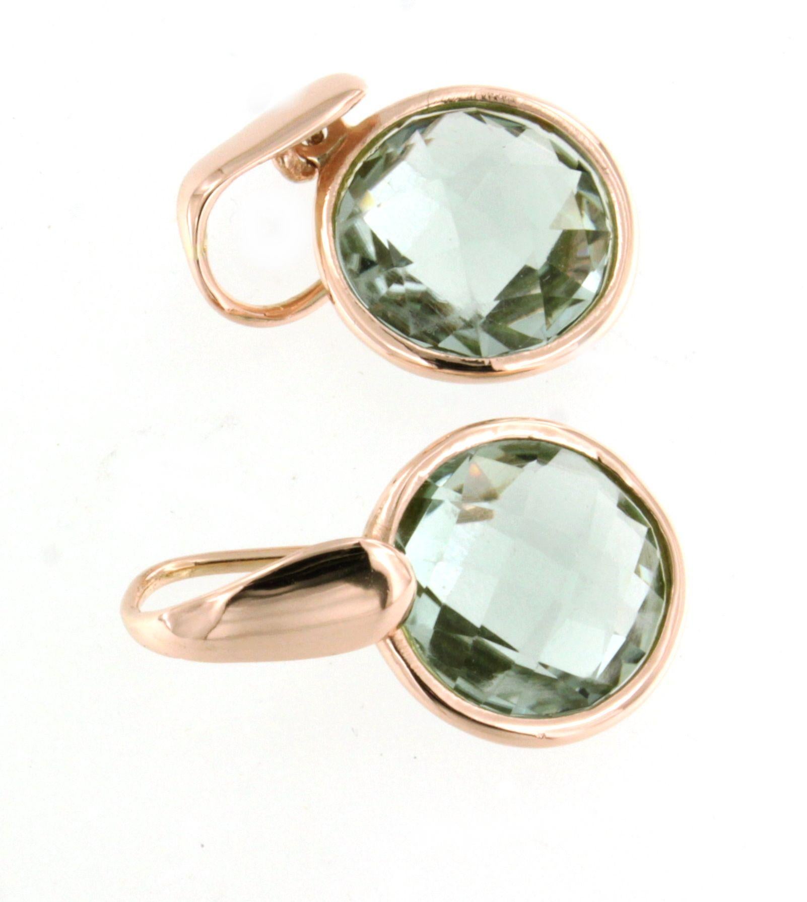 9Kt  Oro rosa Nature  A. Stone Quarzo  Cocktail di ametista verde  Orecchini di moda in vendita 1