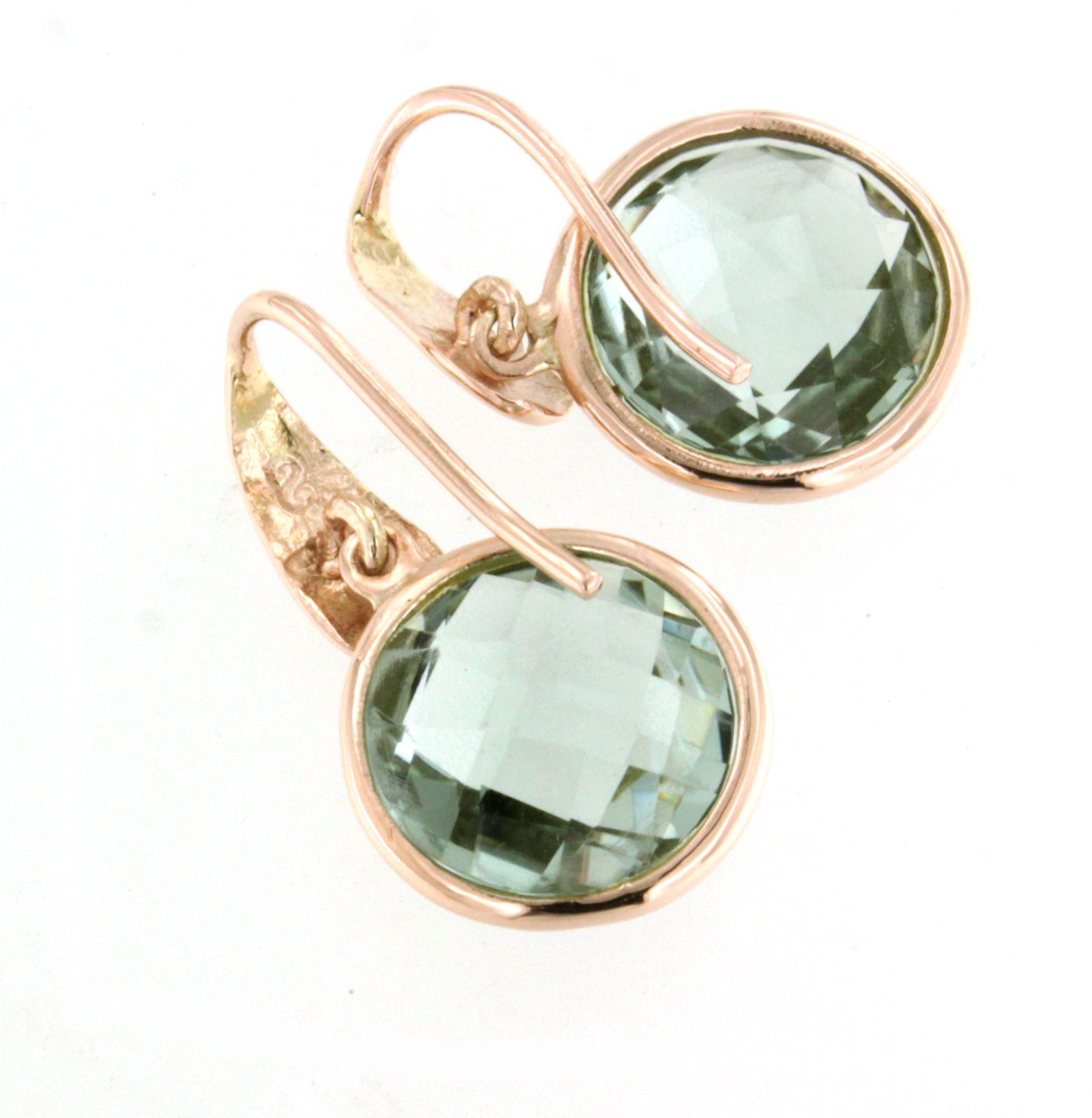 9Kt  Oro rosa Nature  A. Stone Quarzo  Cocktail di ametista verde  Orecchini di moda in vendita 2
