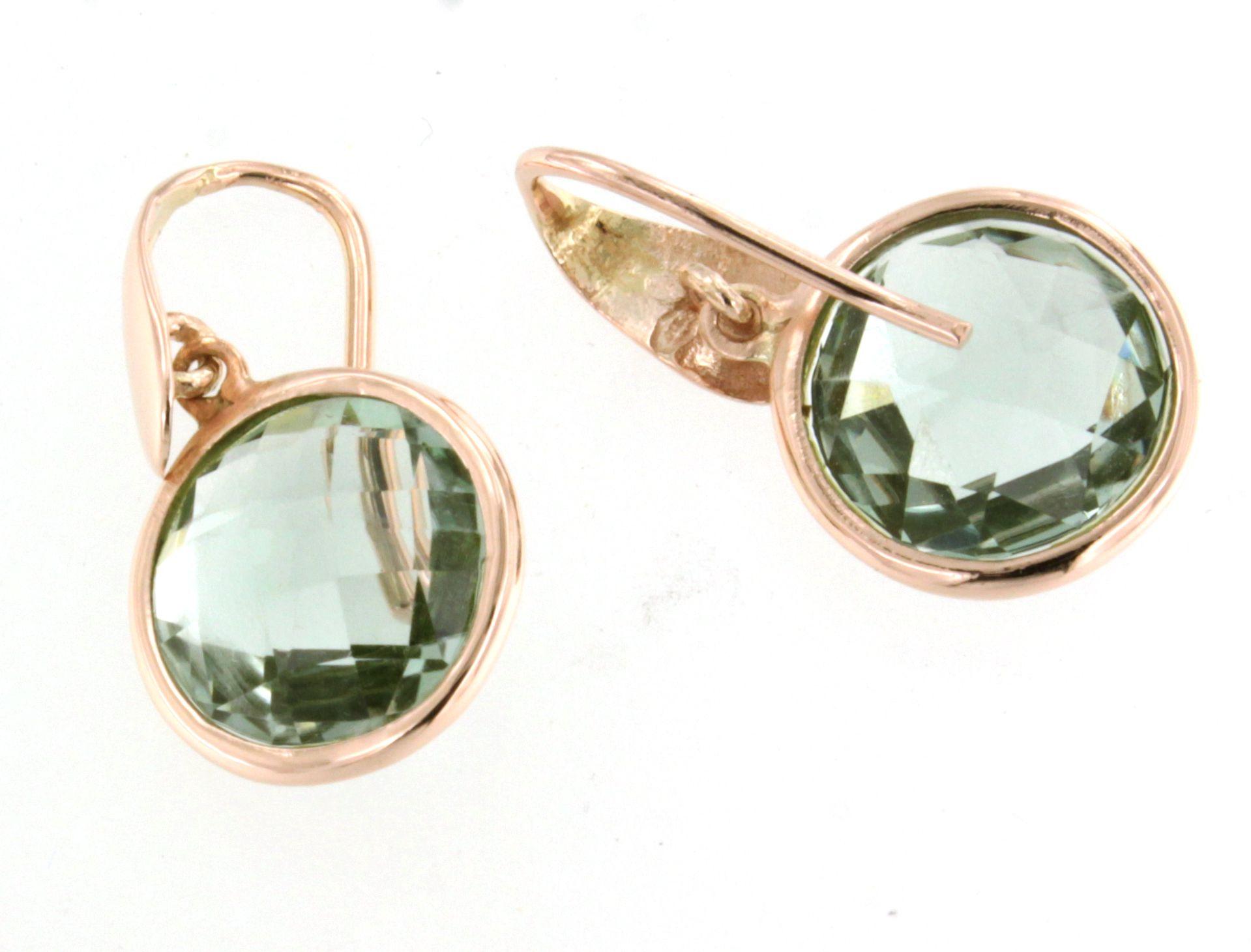 Moderno 9Kt  Oro rosa Nature  A. Stone Quarzo  Cocktail di ametista verde  Orecchini di moda in vendita