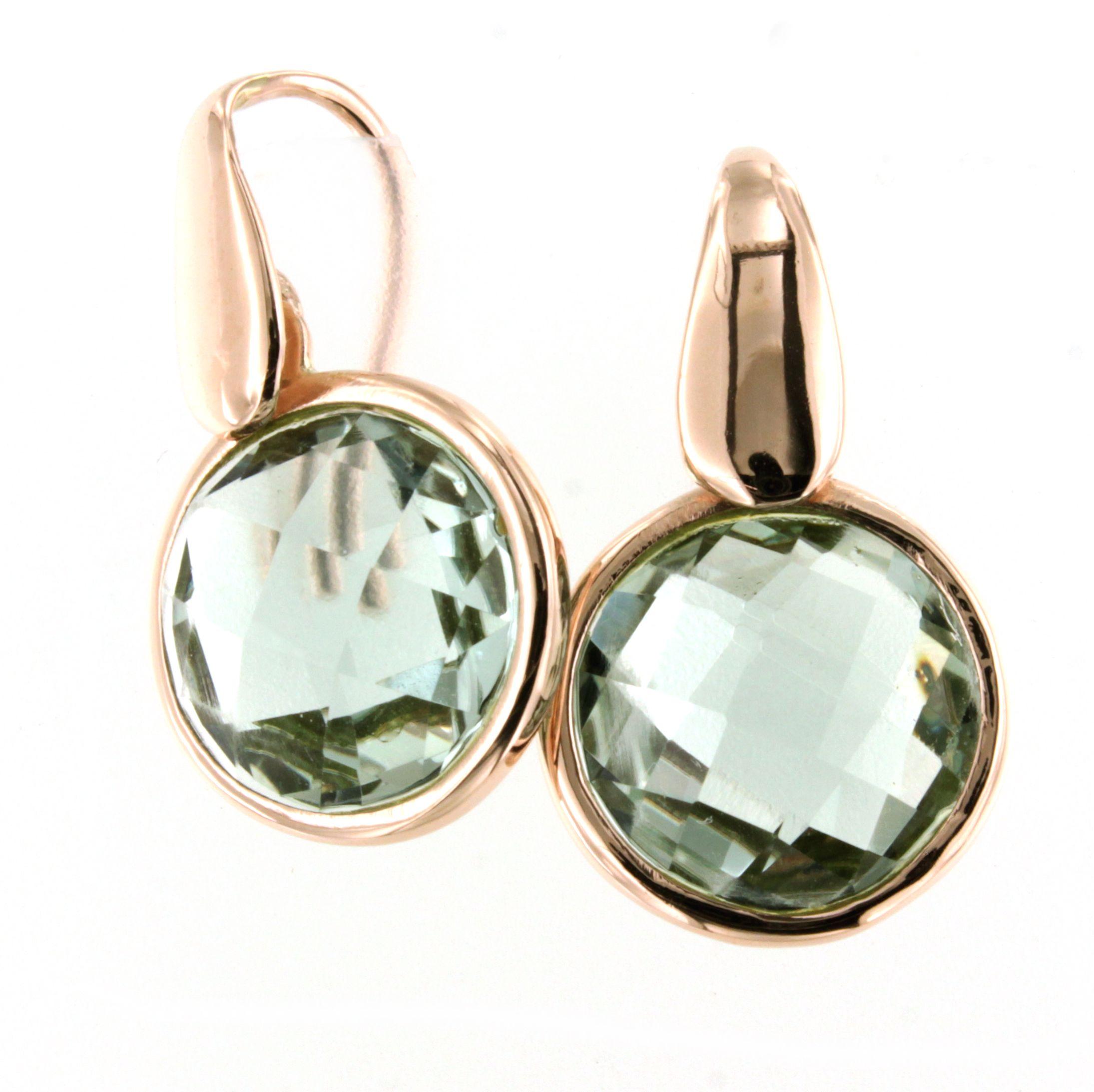 9Kt  Oro rosa Nature  A. Stone Quarzo  Cocktail di ametista verde  Orecchini di moda in vendita 3
