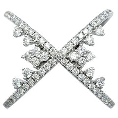 Pavé Diamond Criss-Cross Wide Band Ring in 18 Karat White Gold