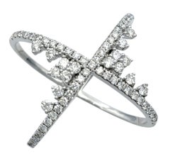 Pavé Diamond Criss-Cross Wide Band Ring in 18 Karat White Gold